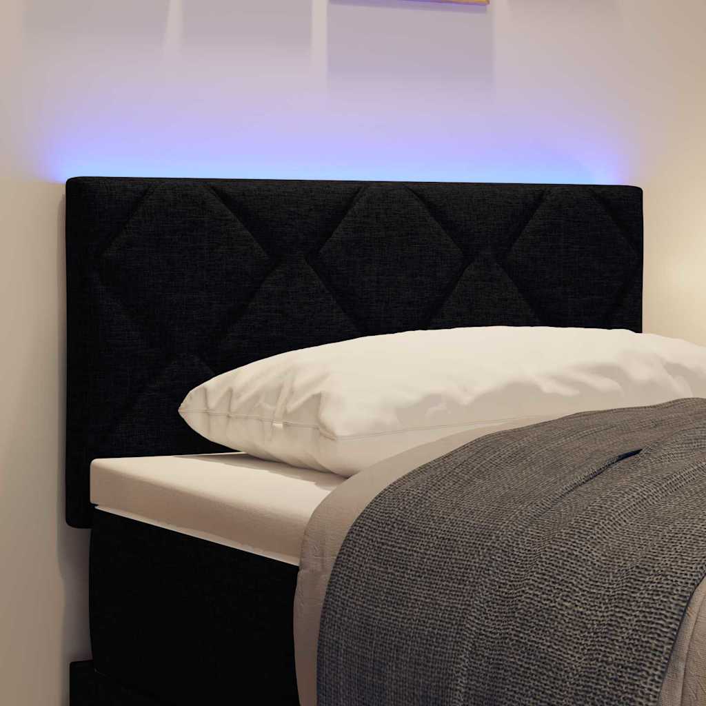 Headboard with LED Strip Lights Adjustable Black 80 cm Fabric